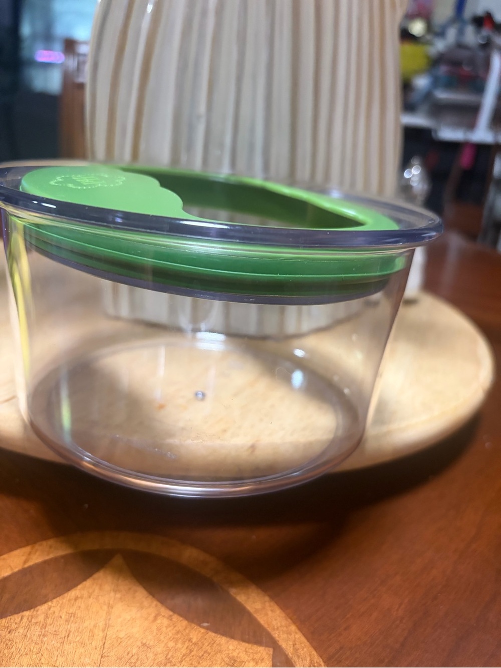 Princess House Clear Container with Green Silicone Lid